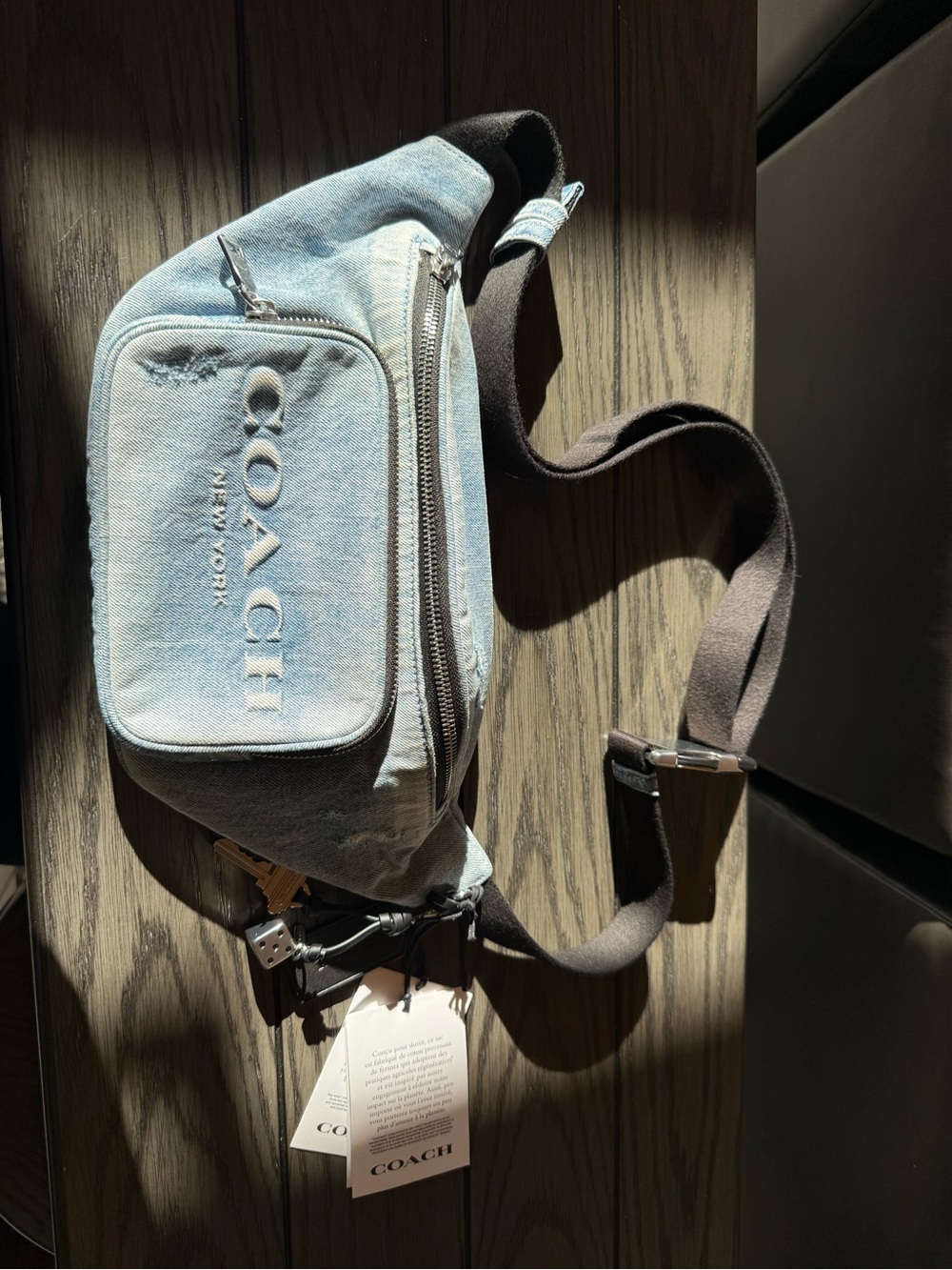 Sold out online Coach Light Blue Denim Travis Belt Bag NEW